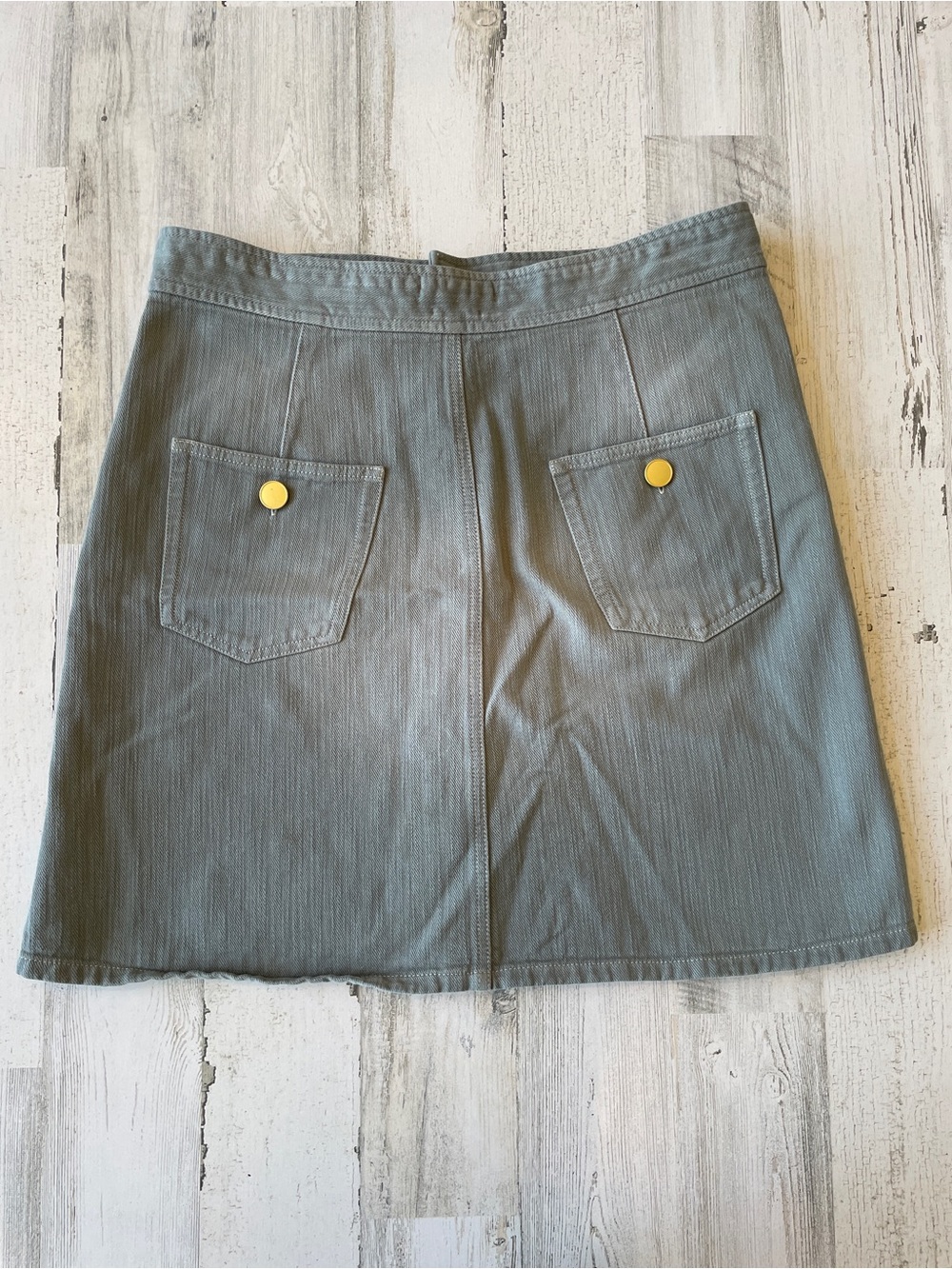 Isabel Marant Greenish Gray Washed Denim Button-Front Mini Skirt SZ EU 44 EUC - Picture 3 of 9
